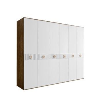 Шкаф 6-ти дв. Bogemia Woodline Fi (Белый/Золото) БМШ2/6(Fi)