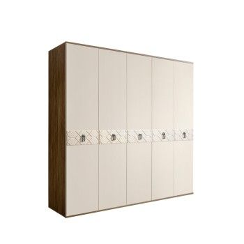 Шкаф 5-ти дв. Bogemia Woodline Fa (Слоновая кость/Хром) БМШ2/5(Fa)