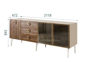 Комод 2.1м Bogemia Wood Fi (Ваниль) (Novabuk/Золото) БМКМ-5(Wo)[5][10]