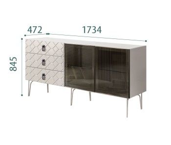 Комод 1.6м Bogemia Farfalle (Шелк) (Novabuk/Черный) БМКМ-4(Fa)[5]