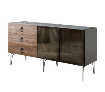 Комод 1.6м Bogemia Wood Fa (Серый) (Novabuk/Черный) БМКМ-4(Wo)[5]