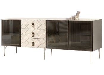 Комод 2.1м Bogemia Farfalle (Слоновая кость) (Lakobel/Черный) БМКМ-5(Fa)[5]