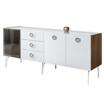 Комод 2.1м Bogemia Woodline Fi (Белый) (Lakobel/Хром) БМКМ-5[4]