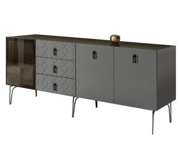 Комод 2.1м Bogemia Farfalle (Серый) (Lakobel/Черный) БМКМ-5(Fa)[4]