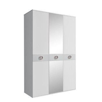 Шкаф 3-х дверный с зеркалом Bogemia Fillini (Белый/Хром) БМШ1/3(Fi)