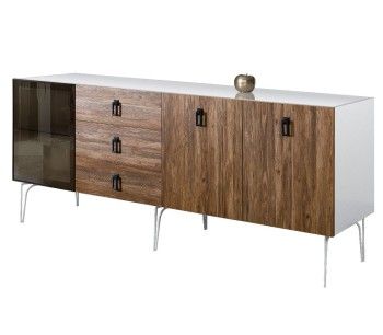 Комод 2.1м Bogemia Wood Fa (Белый) (Lakobel/Черный) БМКМ-5(Wo)[4]