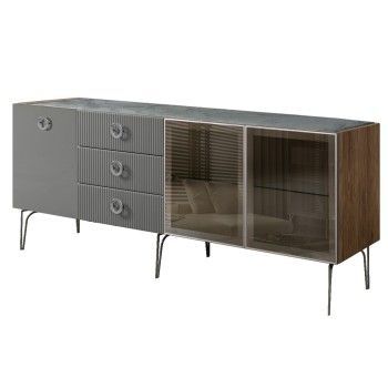 Комод 2.1м Bogemia Woodline Fi (Серый) (Novabuk/Хром) БМКМ-5[5][10]