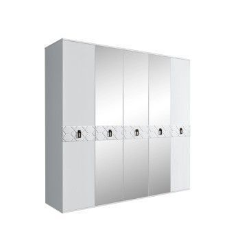 Шкаф 5-ти дв. с зеркалами Bogemia Farfalle (Белый/Черный) БМШ1/5(Fa)