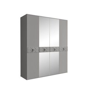 Шкаф 4-х дв. с зеркалами Bogemia Farfalle (Серый/Хром) БМШ1/4(Fa)
