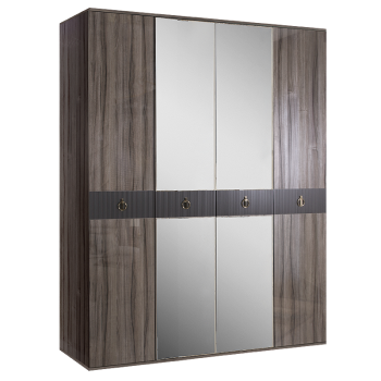 Шкаф 4-х дверный с зеркалом Римини СОЛО (Орех империя/Золото) РМШ1/4(s)