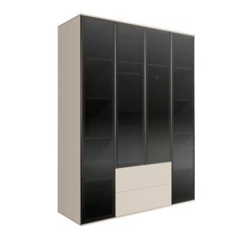 Шкаф 4-х дв. с ящиками Bogemia Air (Слоновая кость/Черный) БМШ2/42(4)