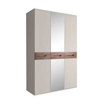 Шкаф 3-х дверный с зеркалом Bogemia Wood Wo (Шелк/Хром) БМШ1/3(Wo)