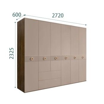 Шкаф 6-ти дверный с ящиками, Bogemia Woodline Fi (Мокка/Золото) БМШ2/61(Fi)