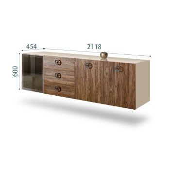 Комод 2.1м Bogemia Fly Wood Fi (Ваниль) (Lakobel/Хром) БМКМ-5[4]