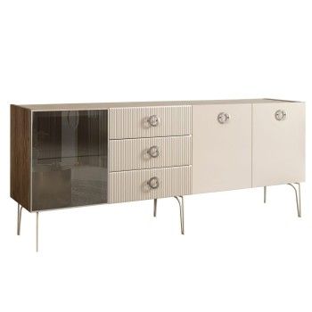 Комод 2.1м Bogemia Woodline Fi (Слоновая кость) (Novabuk/Хром) БМКМ-5[4]