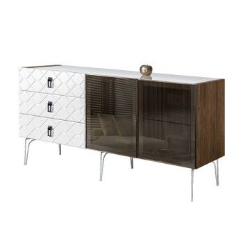 Комод 1.6м Bogemia Woodline Fa (Белый) (Lakobel/Черный) БМКМ-4[5]