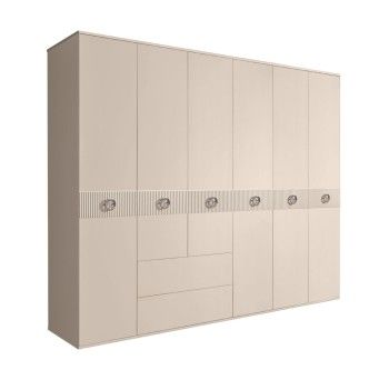 Шкаф 6-ти дверный с ящиками, Bogemia Fillini (Ваниль/Хром) БМШ2/61(Fi)
