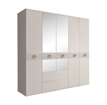 Шкаф 5-ти дверный с зеркалами, с ящиками, Bogemia Fillini (Шелк/Хром) БМШ1/51(Fi)