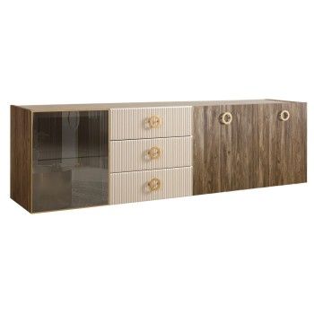 Комод 2.1м Bogemia Woodline Fly Wood Fi (Слоновая кость) (Novabuk/Золото) БМКМ-5[4]