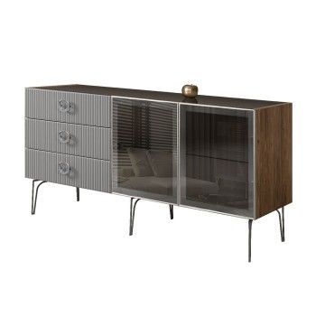 Комод 1.6м Bogemia Woodline Fi (Серый) (Lakobel/Хром) БМКМ-4[5]