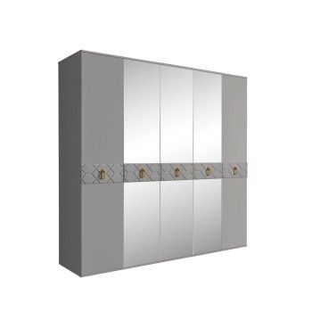 Шкаф 6-ти дв. с зеркалами Bogemia Farfalle (Серый/Золото) БМШ1/6(Fa)