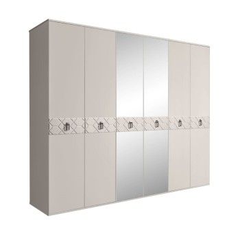 Шкаф 6-ти дв. с зеркалами Bogemia Farfalle (Шелк/Хром) БМШ1/6(Fa)