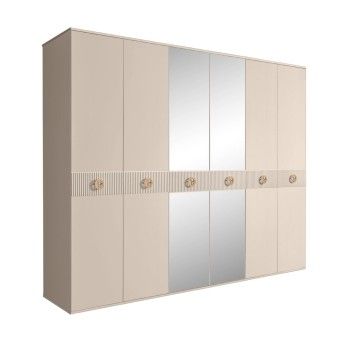 Шкаф 6-ти дв. с зеркалами Bogemia Fillini (Ваниль/Золото) БМШ1/6(Fi)