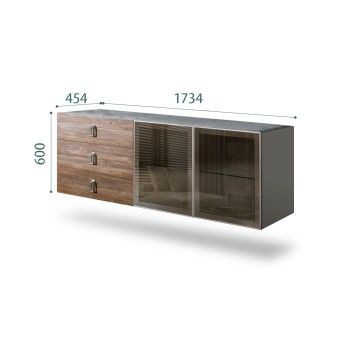 Комод 1.6м Bogemia Fly Wood Fa (Серый) (Novabuk/Хром) БМКМ-4[5]