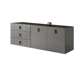 Комод 1.6м Bogemia Fly Farfalle (Серый) (Lakobel/Черный) БМКМ-4