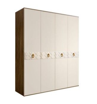 Шкаф 4-х дверный Bogemia Woodline Fa (Слоновая кость/Золото) БМШ2/4