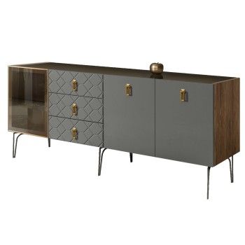 Комод 2.1м Bogemia Woodline Fa (Серый) (Lakobel/Золото) БМКМ-5[4]