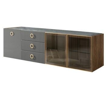 Комод 2.1м Bogemia Woodline Fly Fi (Серый) (Novabuk/Золото) БМКМ-5[5][10]