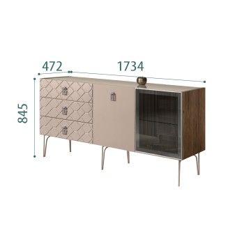 Комод 1.6м Bogemia Woodline Fa (Мокка) (Lakobel/Хром) БМКМ-4[5][10]