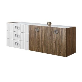 Комод 1.6м Bogemia Woodline Fly Wood Fi (Белый) (Lakobel/Хром) БМКМ-4