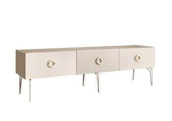 Тумба под телевизор 1.6м Bogemia Fillini (Слоновая кость) (Novabuk/Золото) БМТ-1(Fi)[10]