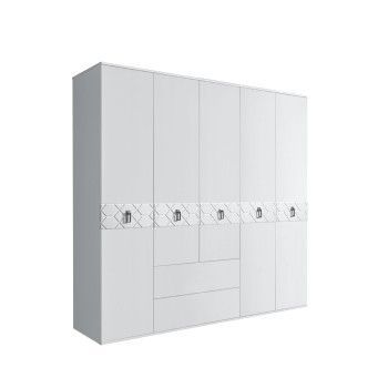 Шкаф 5-ти дверный с ящиками, Bogemia Farfalle (Белый/Хром) БМШ2/51(Fa)