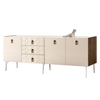 Комод 2.1м Bogemia Woodline Fa (Слоновая кость) (Lakobel/Черный) БМКМ-5