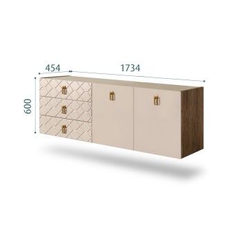 Комод 1.6м Bogemia Woodline Fly Fa (Ваниль) (Novabuk/Золото) БМКМ-4