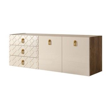 Комод 1.6м Bogemia Woodline Fly Fa (Слоновая кость) (Novabuk/Золото) БМКМ-4