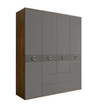 Шкаф 4-х дверный с ящиками Bogemia Woodline Fi (Серый/Хром) БМШ2/41