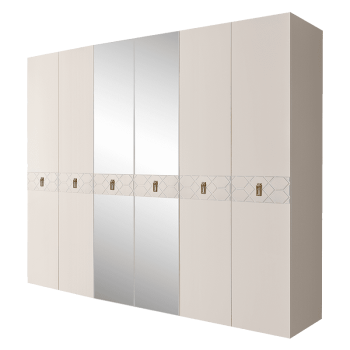 Шкаф 6-ти дв. с зеркалами Bogemia Farfalle (Слоновая кость/Золото) БМШ1/6(Fa)