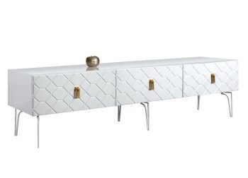 Тумба под телевизор 2.1м Bogemia Farfalle (Белый) (Lakobel/Золото) БМТ-2(Fa)