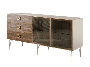 Комод 1.6м Bogemia Wood Fi (Слоновая кость) (Novabuk/Золото) БМКМ-4(Wo)[5]