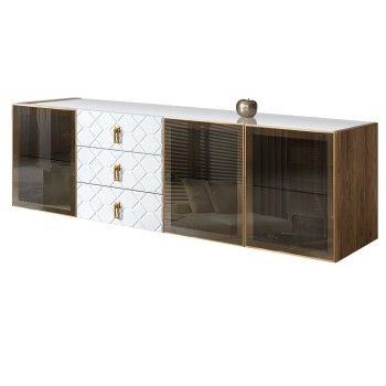 Комод 2.1м Bogemia Woodline Fly Fa (Белый) (Lakobel/Золото) БМКМ-5[5]