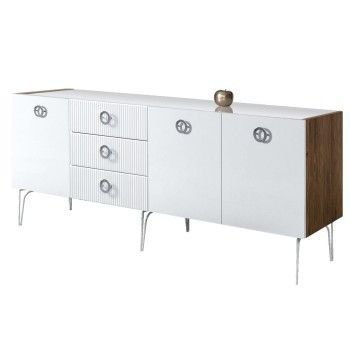 Комод 2.1м Bogemia Woodline Fi (Белый) (Lakobel/Хром) БМКМ-5