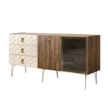 Комод 1.6м Bogemia Woodline Wood Fa (Слоновая кость) (Novabuk/Золото) БМКМ-4[5][10]