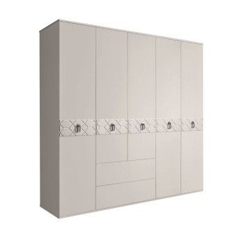 Шкаф 5-ти дверный с ящиками, Bogemia Farfalle (Шелк/Хром) БМШ2/51(Fa)