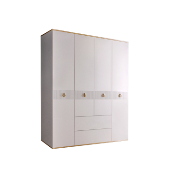 Шкаф 4-х дверный с ящиками Римини СОЛО (Белый/Золото) РМШ2/41(s)