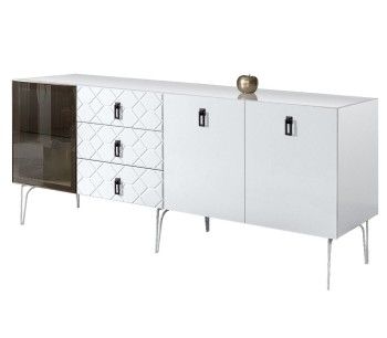 Комод 2.1м Bogemia Farfalle (Белый) (Lakobel/Черный) БМКМ-5(Fa)[4]