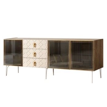 Комод 2.1м Bogemia Woodline Fa (Слоновая кость) (Novabuk/Золото) БМКМ-5[5]